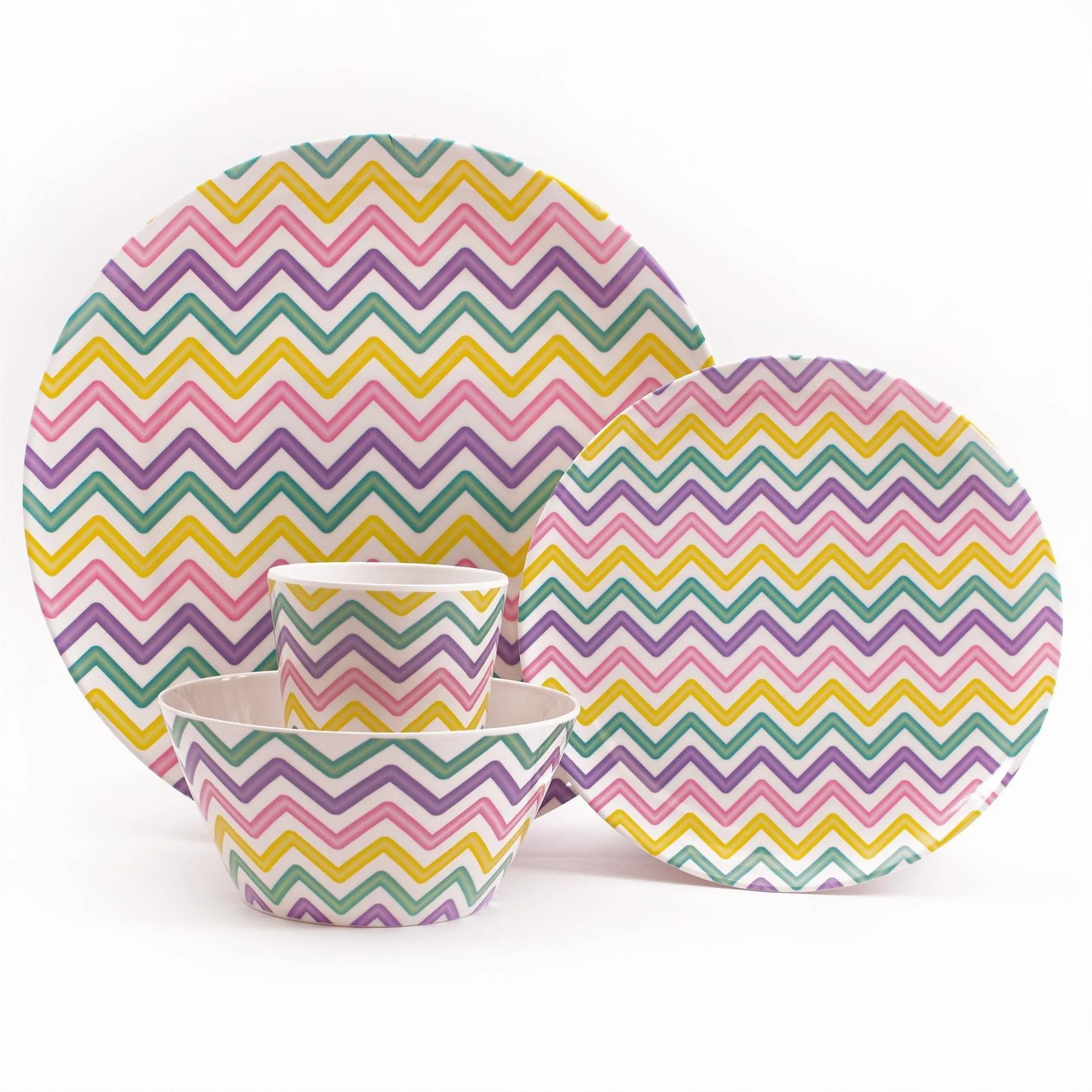 16 Piece Snazzy Melamine Tableware Set
