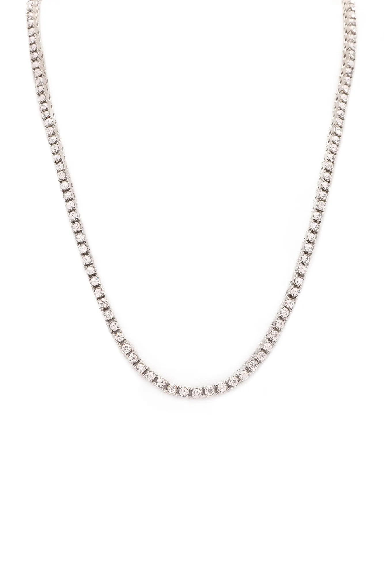 24″ Silver Tennis Chain Necklace - Silver