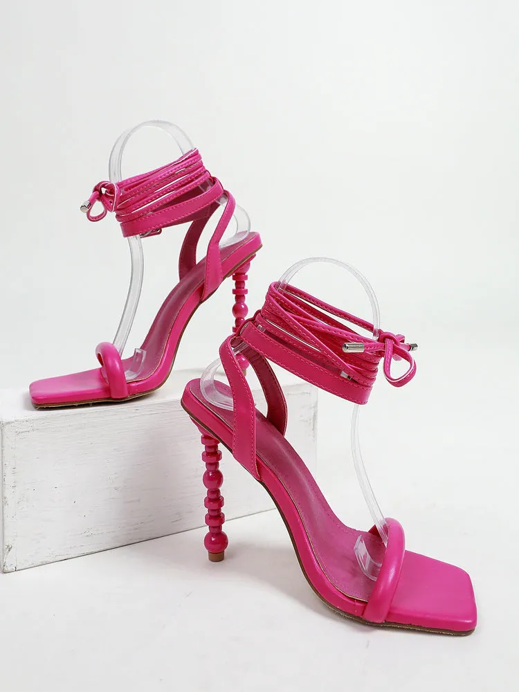 Amozae-Lace-up Buckle Stiletto Heels