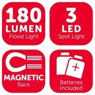 Arlec 2-In-1 Utility Torch with 180 Lumen Flood Light and 3 LED Spotlight Bulb Type COB