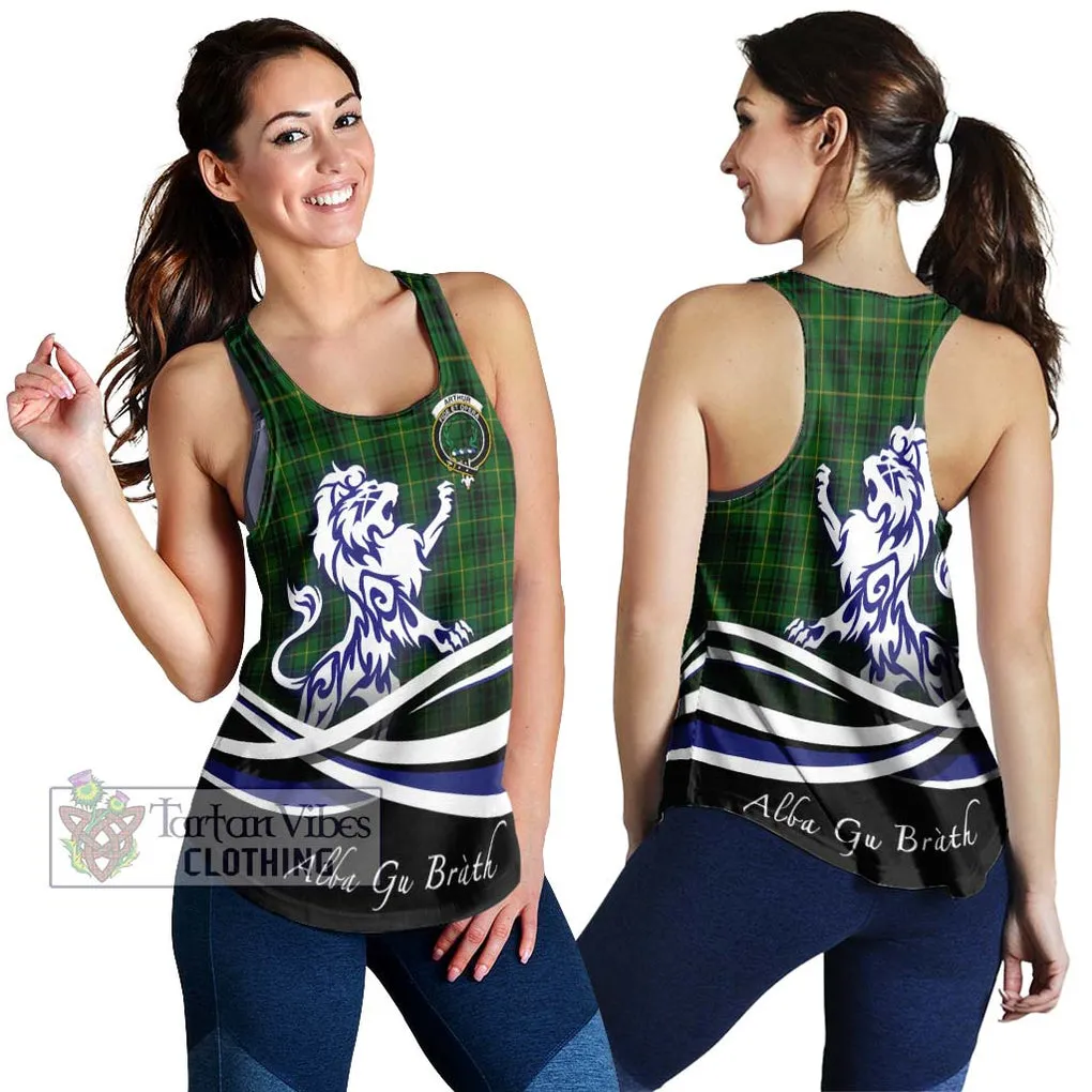 Arthur Tartan Women's Racerback Tanks with Alba Gu Brath Regal Lion Emblem