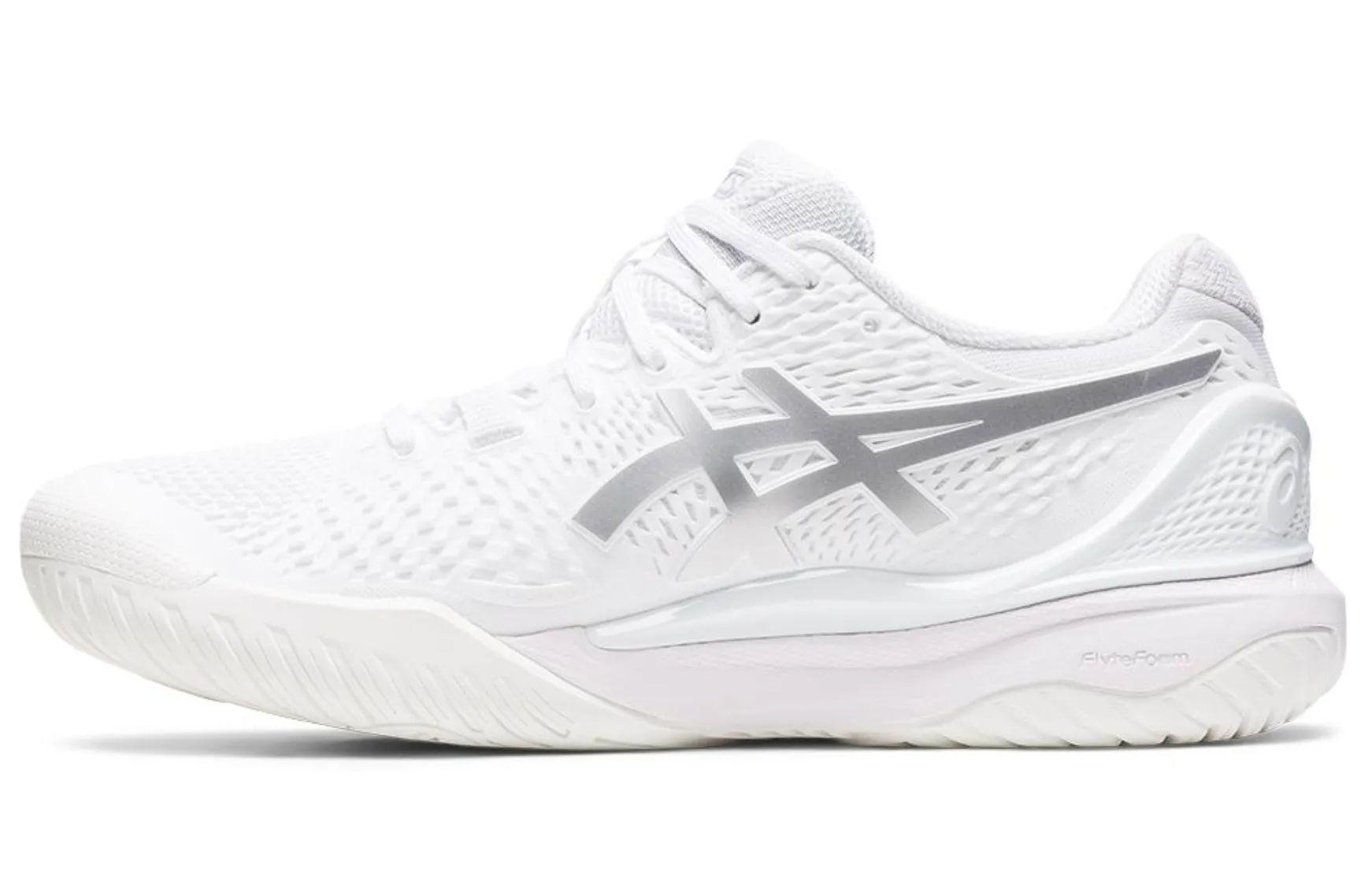Asics Womens Gel Resolution 9 -White/Pure Silver (1042A208-100)