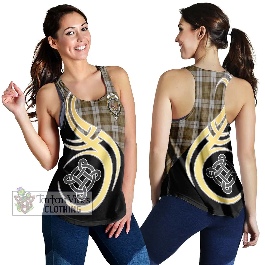 Baillie Dress Tartan Women's Racerback Tanks with Family Crest and Celtic Symbol Style