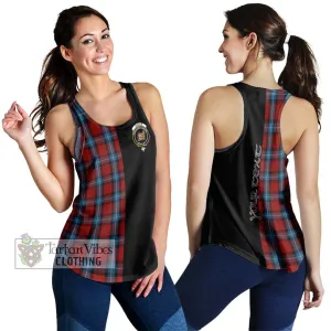 Baillie of Polkemmet Red Tartan Women's Racerback Tanks with Family Crest and Half Of Me Style
