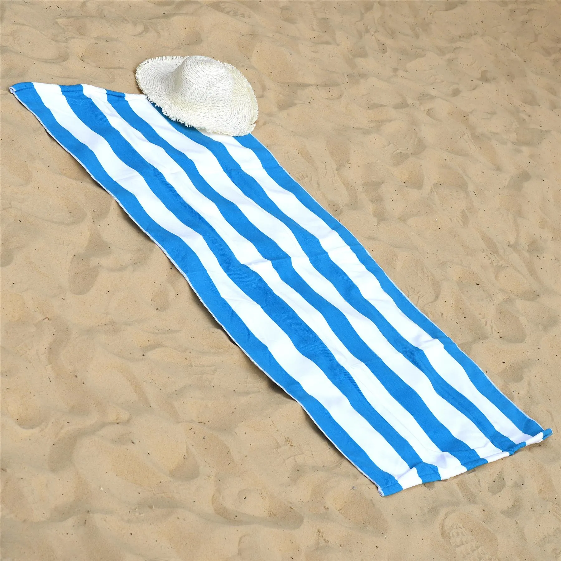 Beach Bath Towel Large Microfibre Blue Striped