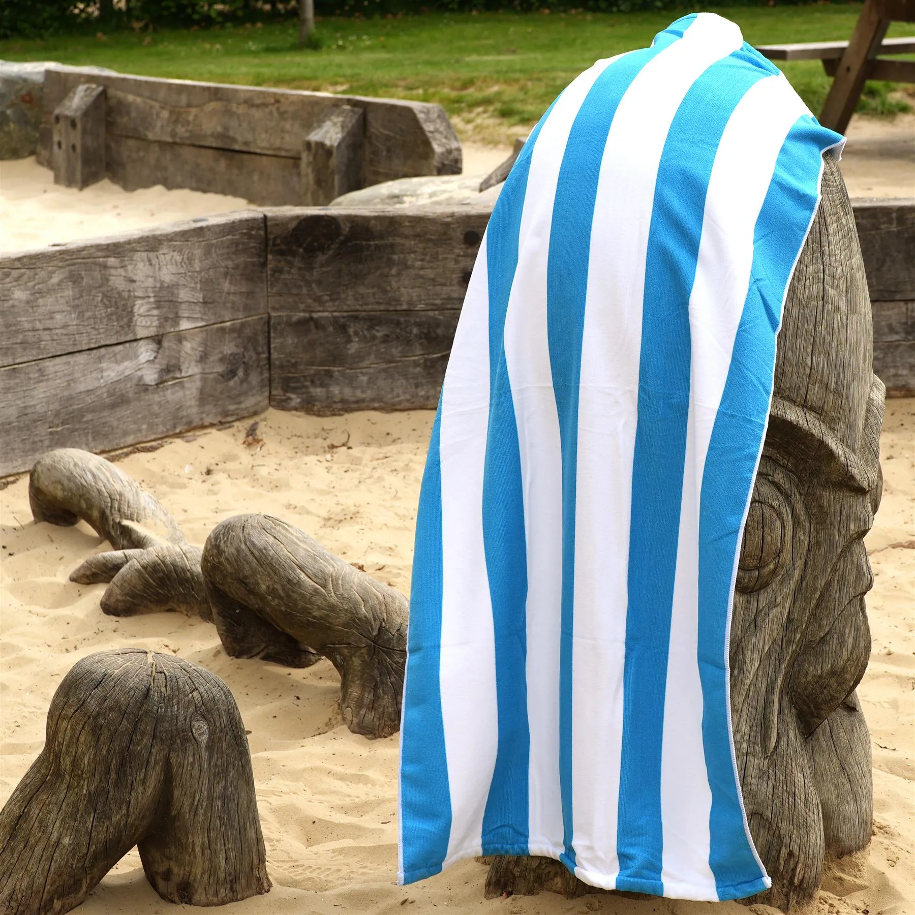 Beach Bath Towel Large Microfibre Blue Striped