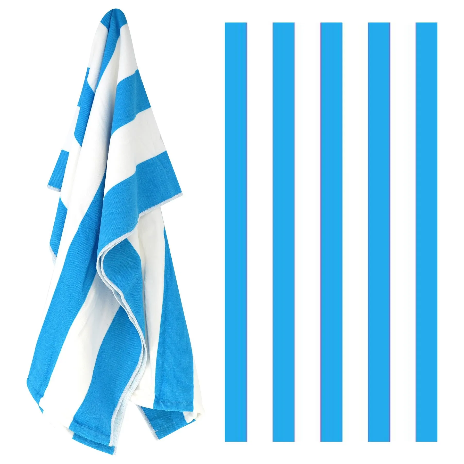 Beach Bath Towel Large Microfibre Blue Striped