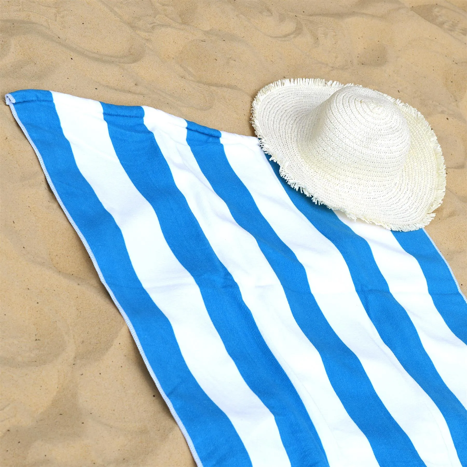 Beach Bath Towel Large Microfibre Blue Striped
