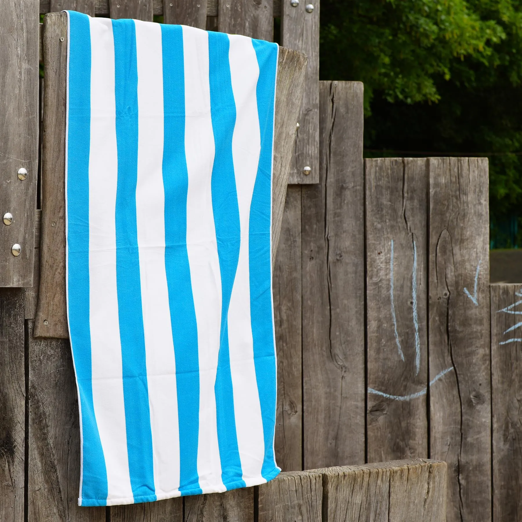 Beach Bath Towel Large Microfibre Blue Striped