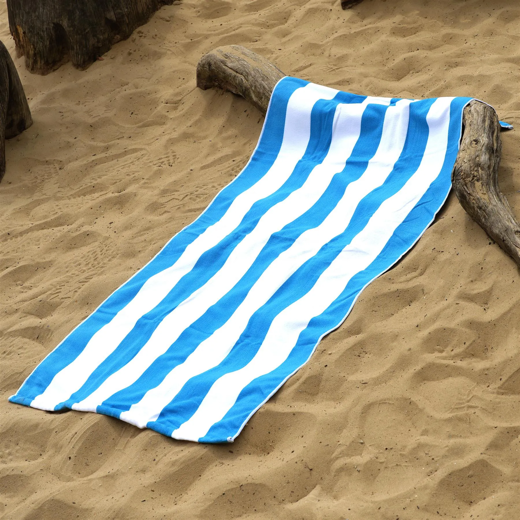 Beach Bath Towel Large Microfibre Blue Striped