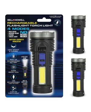 Bell Howell Rechargeable Torchlight with Battery Indicator - Two Pack