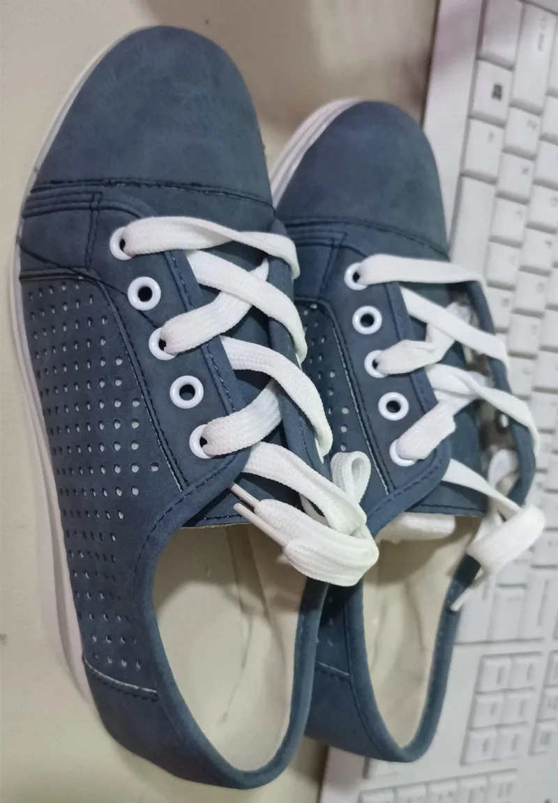 Breathable Platform Sneakers Meddle Heel Pointed Toe Air Mesh Shoe women