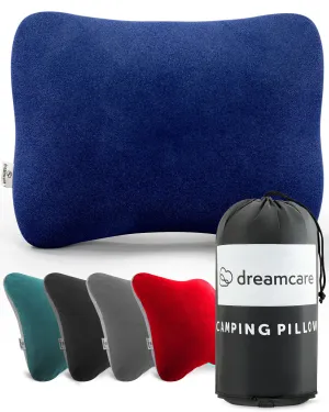 Camping Pillow, Memory Foam Travel Pillow, Camping Accessories - Small Pillow Camping Essentials Camping Pillows for Sleeping, Backpacking Pillow, Travel Pillows for Sleeping Airplane (Medium, Blue)