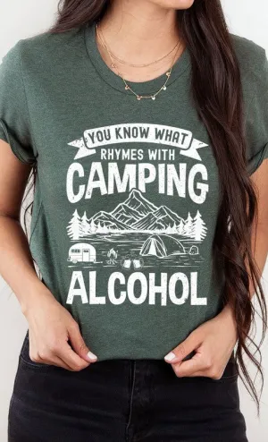 Camping Rhymes With Alcohol Graphic Tee