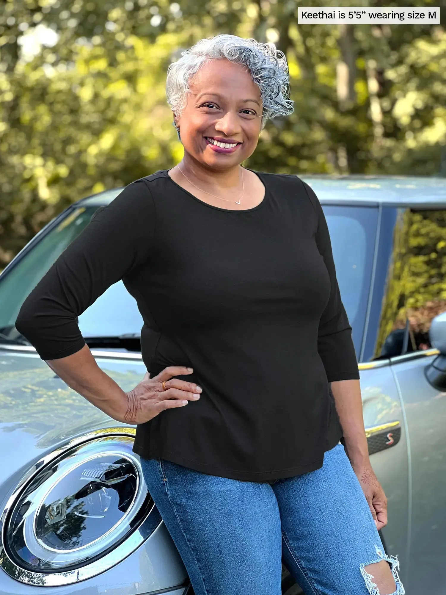 Chris 3/4 sleeve scoop neck top