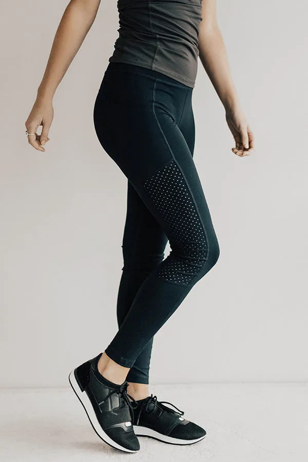 Coffee And Crunches High Waist Perforated Mesh Legging in Vintage Black