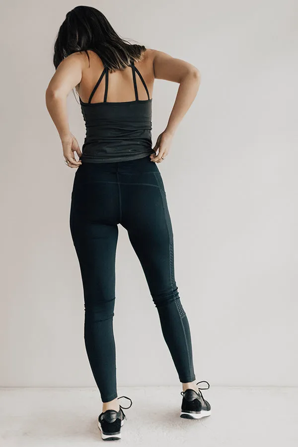 Coffee And Crunches High Waist Perforated Mesh Legging in Vintage Black