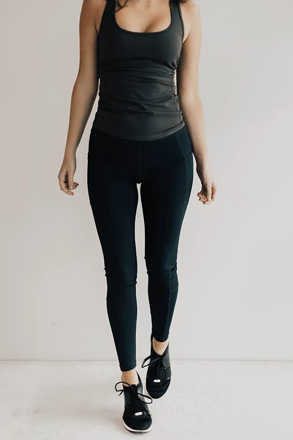 Coffee And Crunches High Waist Perforated Mesh Legging in Vintage Black