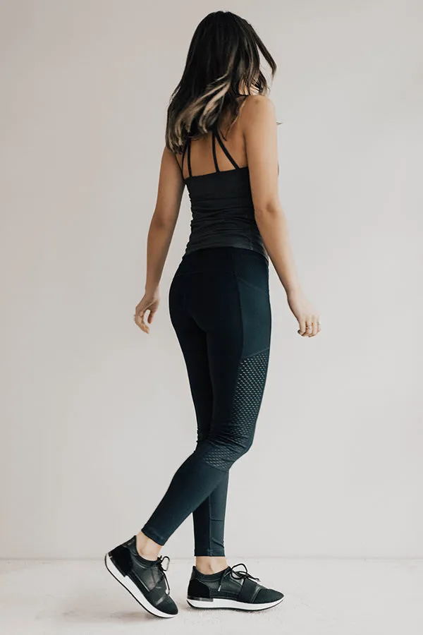 Coffee And Crunches High Waist Perforated Mesh Legging in Vintage Black