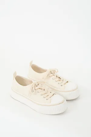 Cream & White Canvas Platform Sneaker