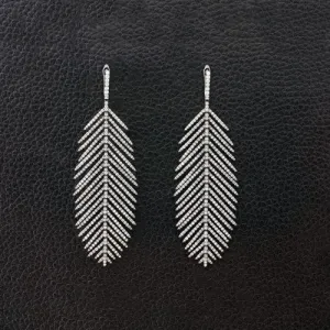 Diamond Feather Earrings