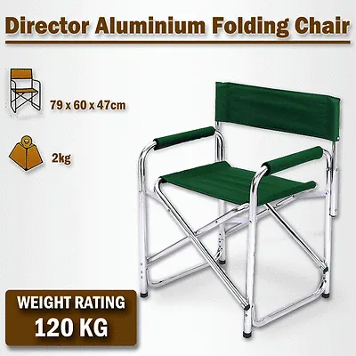 Directors Aluminium Folding Chair Camping Picnic Director Fishing Foldable - green