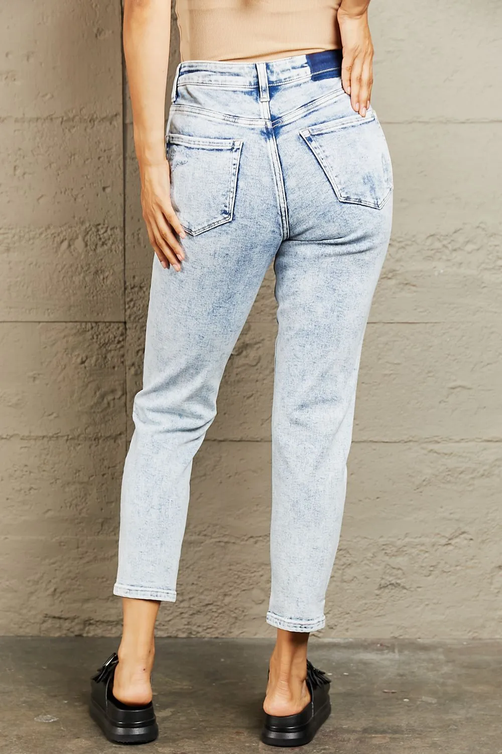High Waisted Acid Wash Skinny Jeans