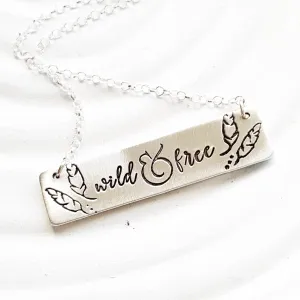 Inspirational Message Necklace | Feather Border