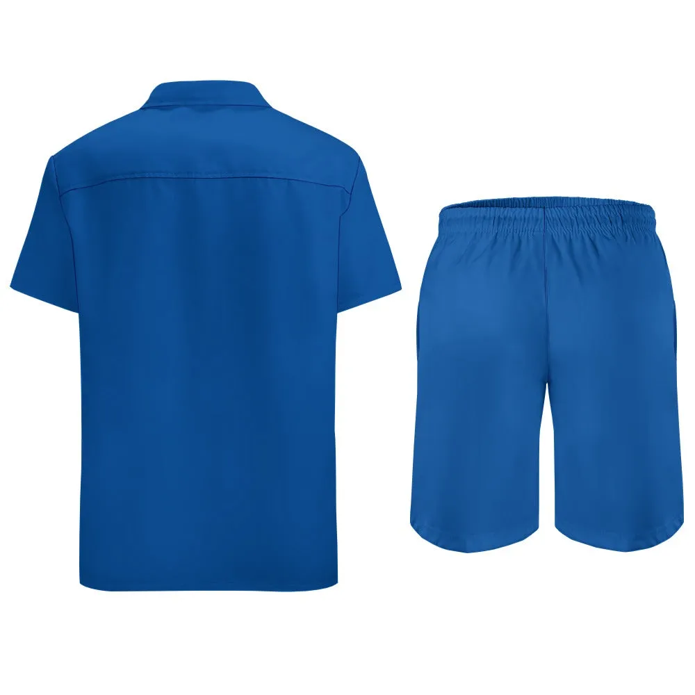 Leisure Multi Print and Solid 2pc Mens Short Set