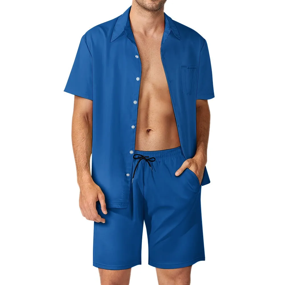 Leisure Multi Print and Solid 2pc Mens Short Set