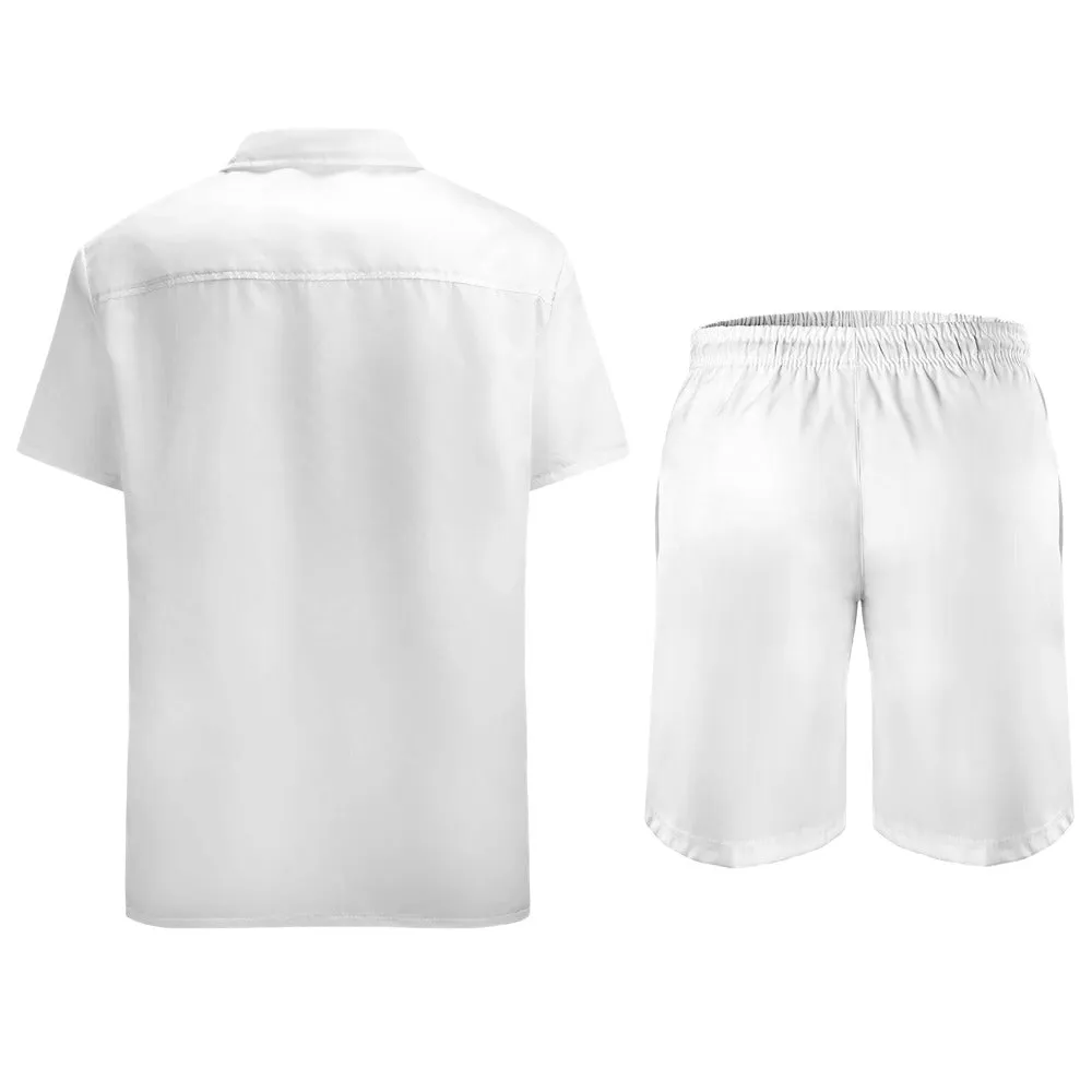 Leisure Multi Print and Solid 2pc Mens Short Set