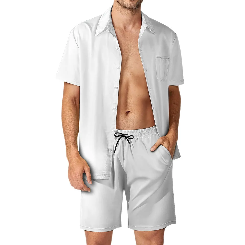 Leisure Multi Print and Solid 2pc Mens Short Set