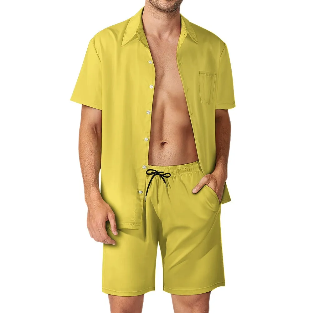 Leisure Multi Print and Solid 2pc Mens Short Set