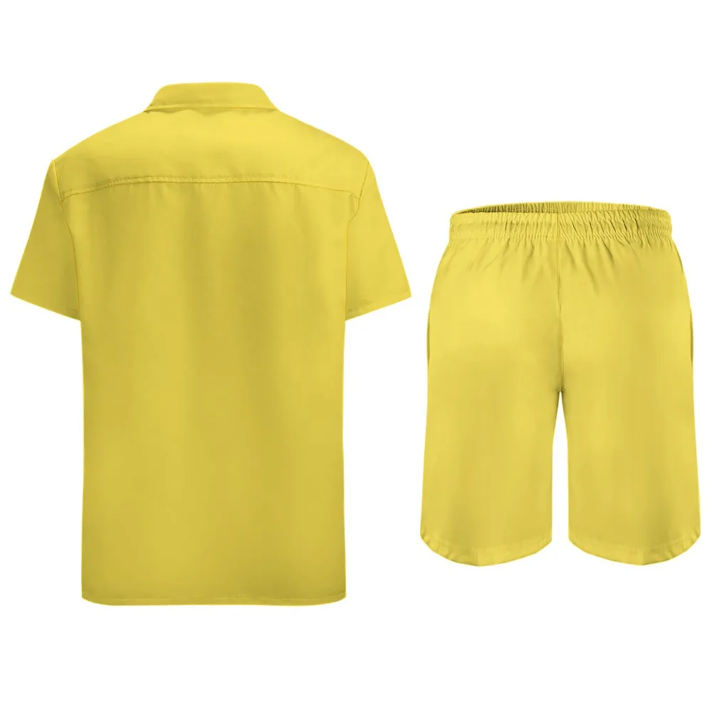 Leisure Multi Print and Solid 2pc Mens Short Set