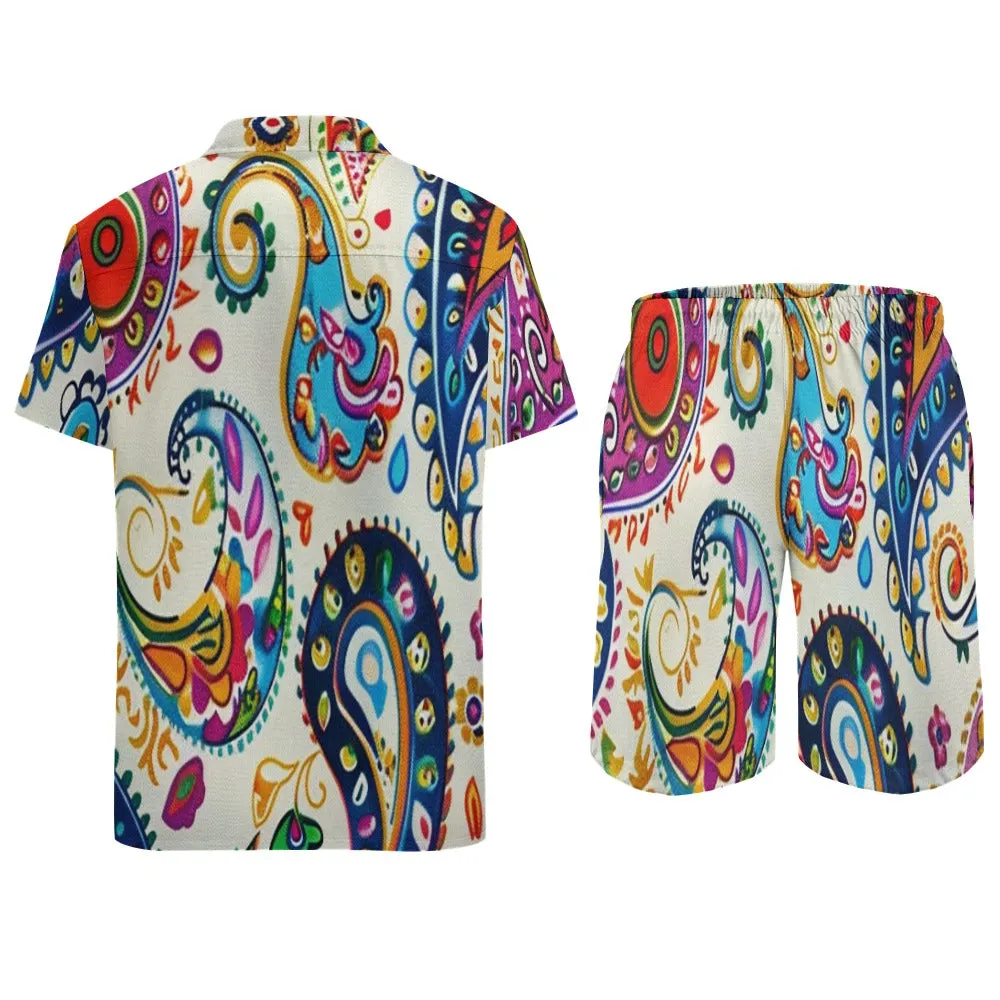 Leisure Multi Print and Solid 2pc Mens Short Set