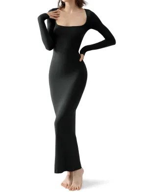 Long Sleeve Dressfor Women Maxi Dresses Dupes Bodycon Dresses for Women Jet Black Small