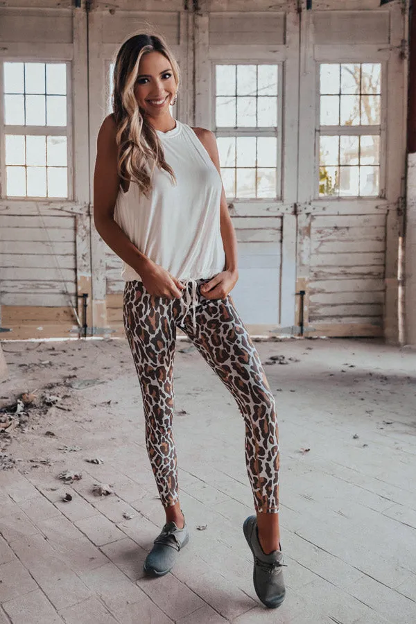 Love To Laugh Leopard High Waist Active Legging in Brown