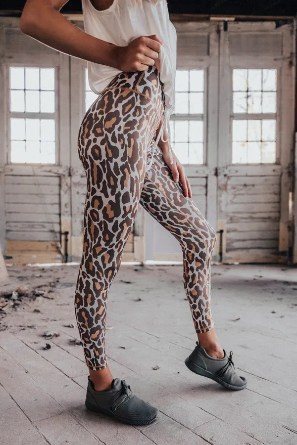 Love To Laugh Leopard High Waist Active Legging in Brown