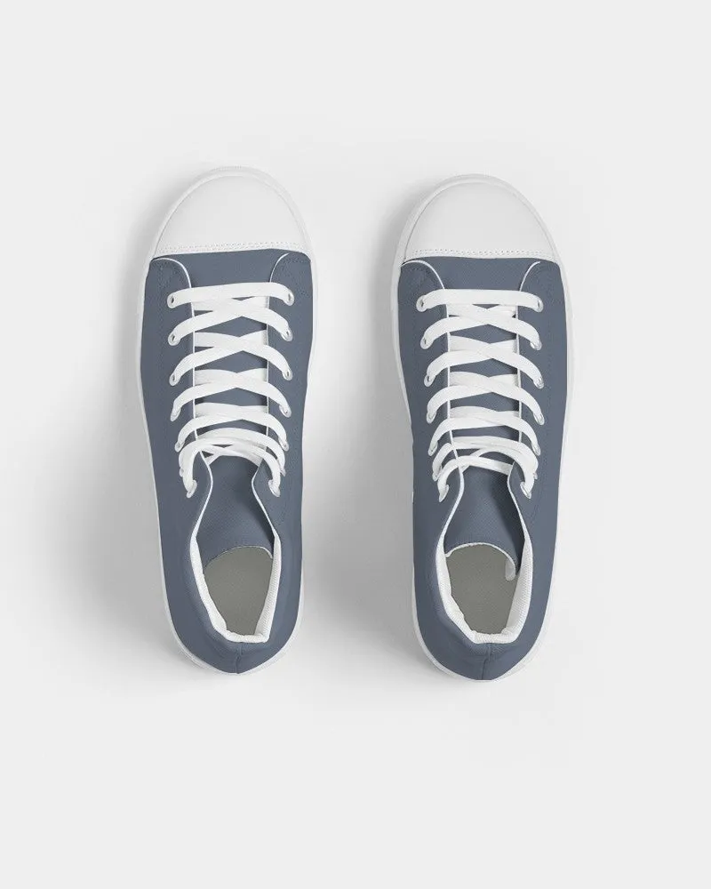 Medium Dark Blue Men's High-top Canvas Sneakers | Men's | Medium Dark Pale Pastel Blue | C30M15Y0K60