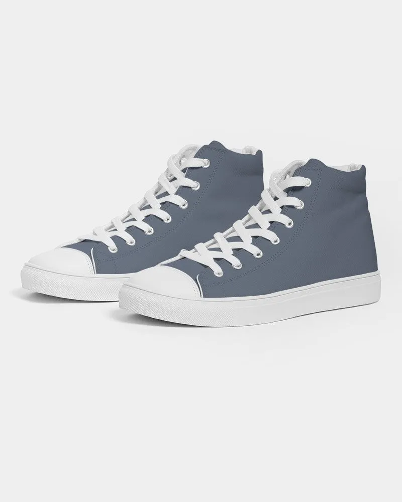 Medium Dark Blue Men's High-top Canvas Sneakers | Men's | Medium Dark Pale Pastel Blue | C30M15Y0K60