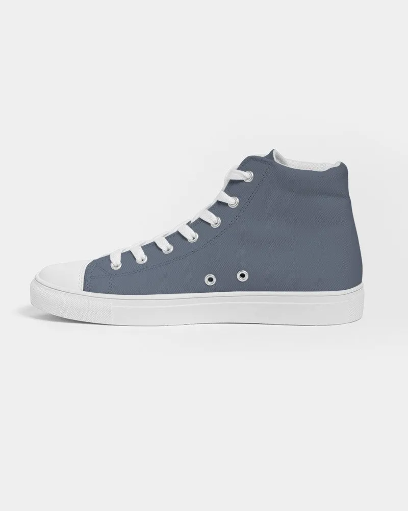 Medium Dark Blue Men's High-top Canvas Sneakers | Men's | Medium Dark Pale Pastel Blue | C30M15Y0K60