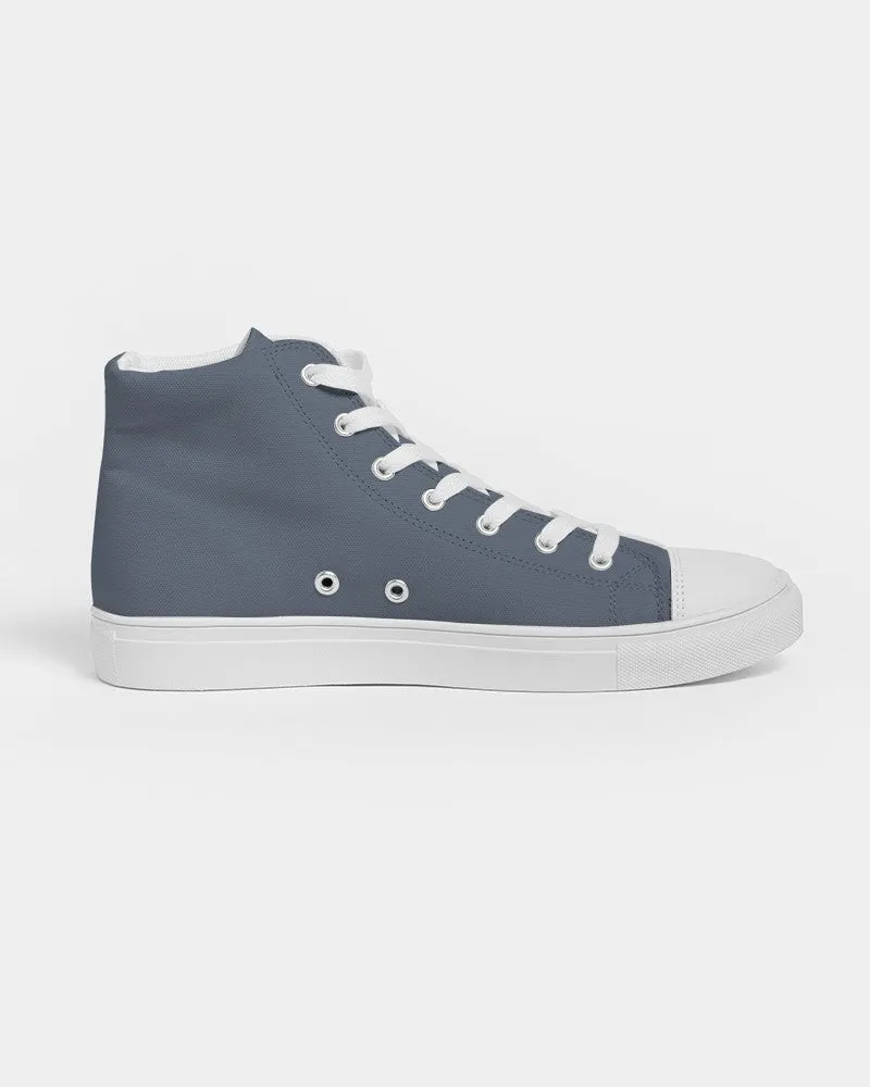Medium Dark Blue Men's High-top Canvas Sneakers | Men's | Medium Dark Pale Pastel Blue | C30M15Y0K60