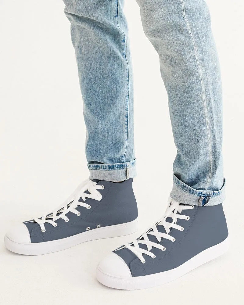 Medium Dark Blue Men's High-top Canvas Sneakers | Men's | Medium Dark Pale Pastel Blue | C30M15Y0K60
