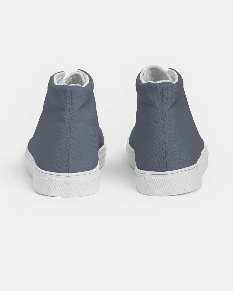 Medium Dark Blue Men's High-top Canvas Sneakers | Men's | Medium Dark Pale Pastel Blue | C30M15Y0K60