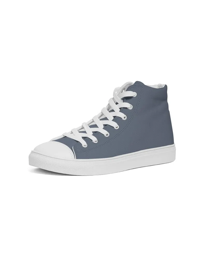 Medium Dark Blue Men's High-top Canvas Sneakers | Men's | Medium Dark Pale Pastel Blue | C30M15Y0K60