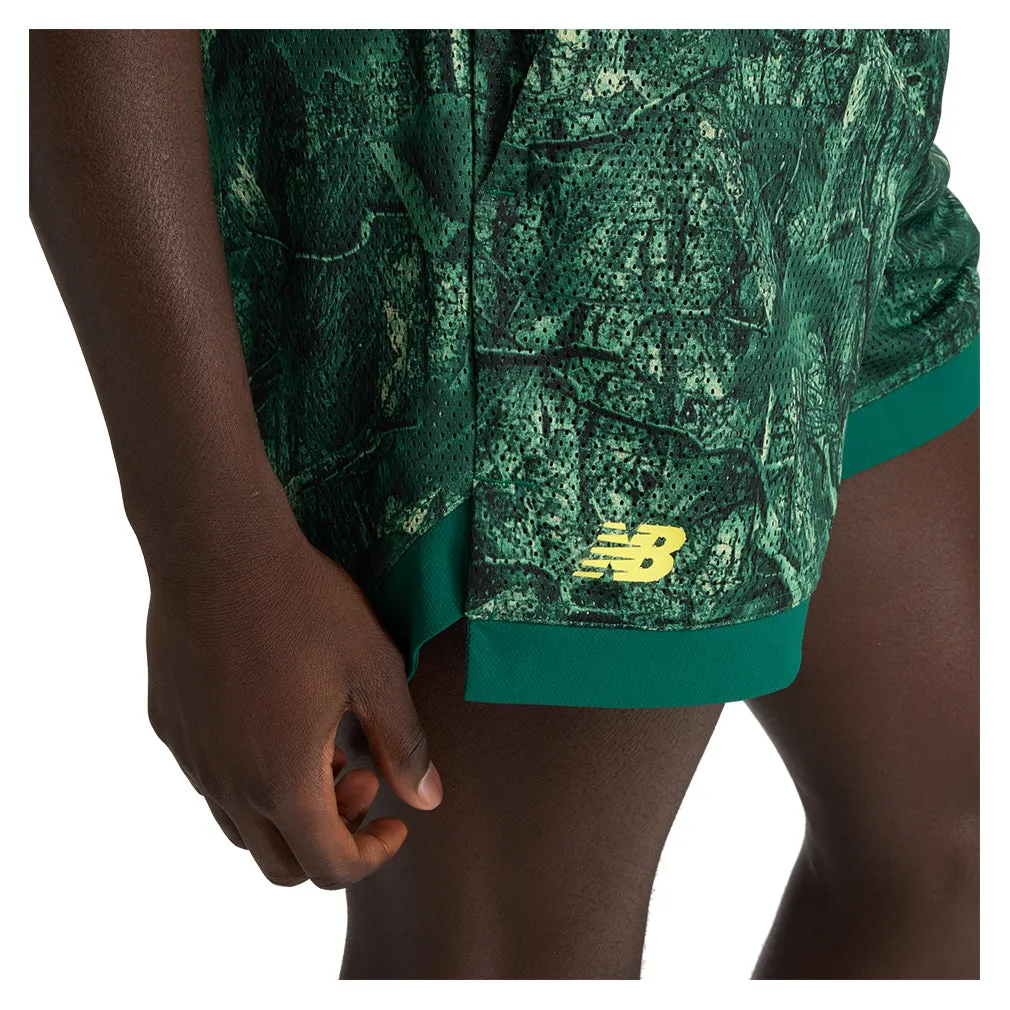 Men`s Printed Tournament Mesh Tennis Short Marsh Green