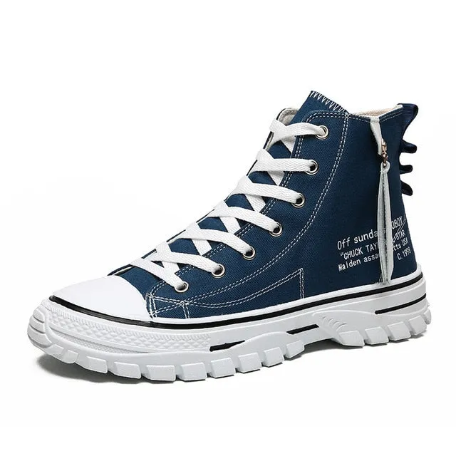 Mens Shoes Casual Men High-top Shoes  Fashion Lace-up Breathable Canvas Sneakers Men Trainers Comfortable chaussure homme