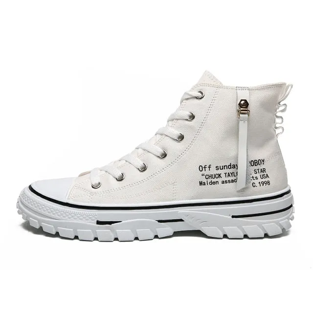 Mens Shoes Casual Men High-top Shoes  Fashion Lace-up Breathable Canvas Sneakers Men Trainers Comfortable chaussure homme