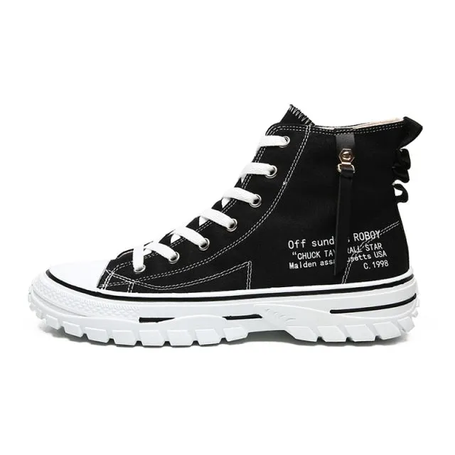 Mens Shoes Casual Men High-top Shoes  Fashion Lace-up Breathable Canvas Sneakers Men Trainers Comfortable chaussure homme