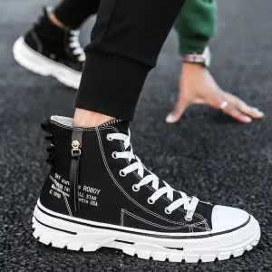 Mens Shoes Casual Men High-top Shoes  Fashion Lace-up Breathable Canvas Sneakers Men Trainers Comfortable chaussure homme